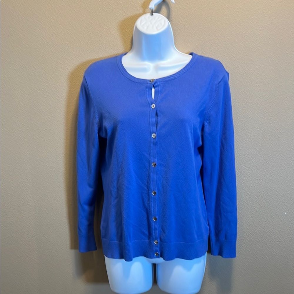 Jones New York Women’s Royal Blue Knit Cardigan Sweater Size Medium